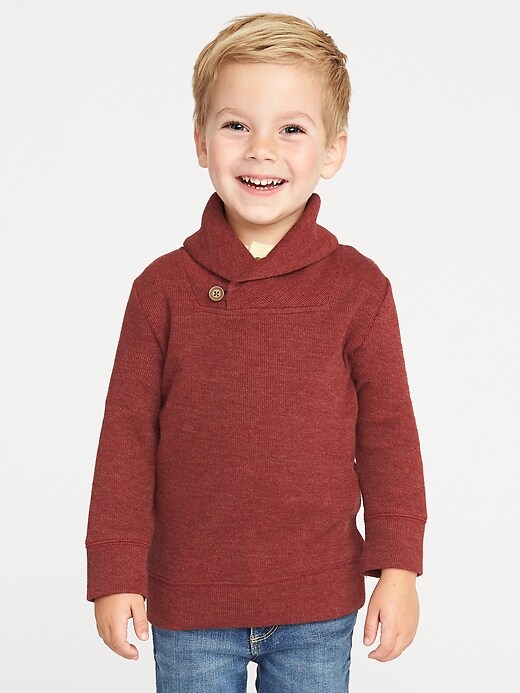 View large product image 1 of 4. French-Rib Shawl-Collar Pullover for Toddler Boys