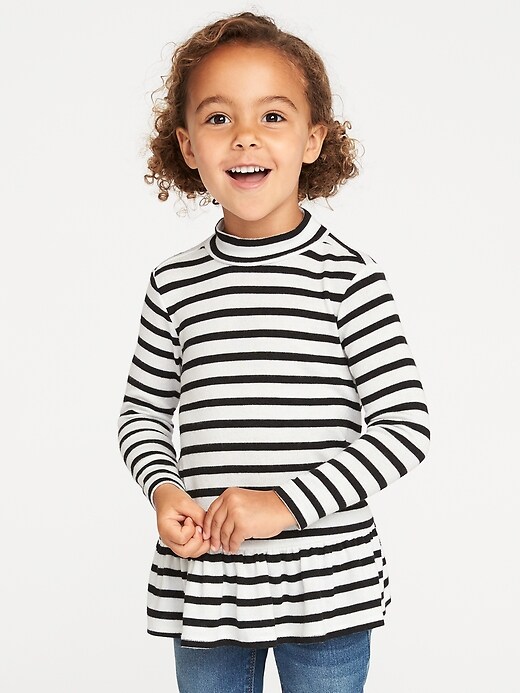 View large product image 1 of 4. Plush-Knit Mock-Neck Peplum-Hem Top for Toddler Girls
