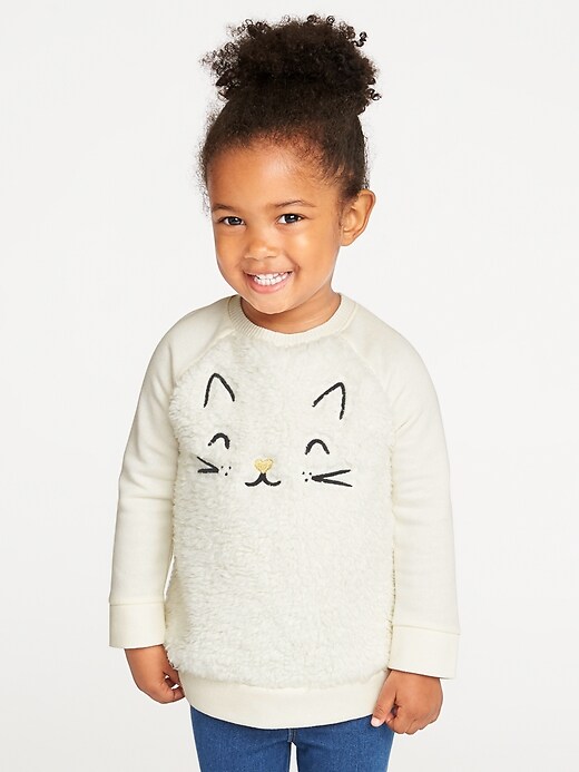 View large product image 1 of 4. Plush Critter Tunic Sweatshirt for Toddler Girls