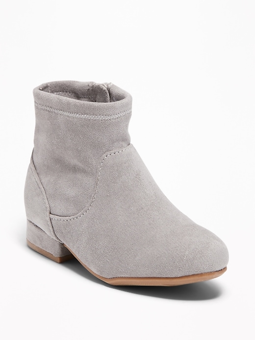 View large product image 1 of 4. Faux-Suede Stretch Sock Boots For Toddler Girls