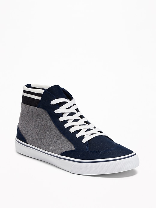 View large product image 1 of 1. Color-Blocked Varsity-Style High-Tops
