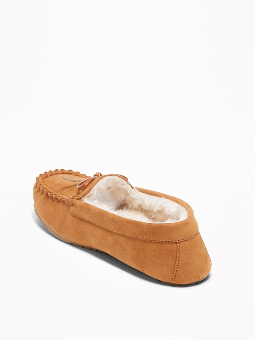 Image number 4 showing, Faux-Suede Sherpa-Lined Moccasin Slippers for Women