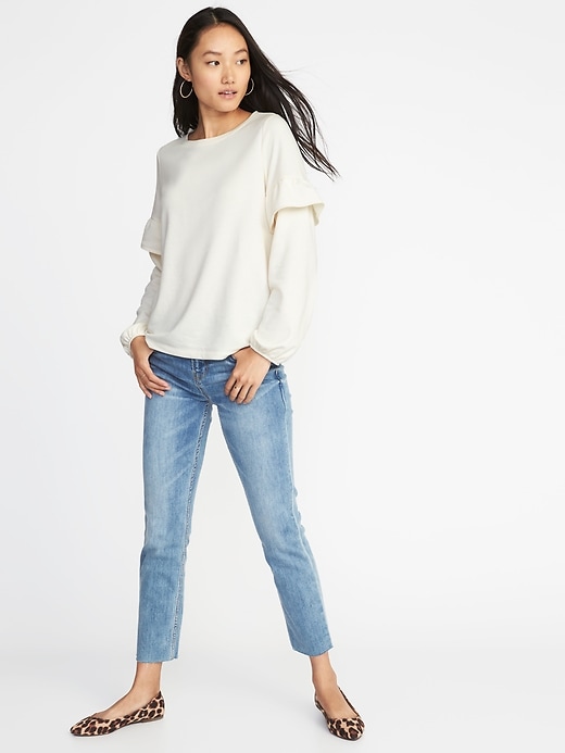 French Terry Ruffle-Sleeve Sweatshirt for Women | Old Navy