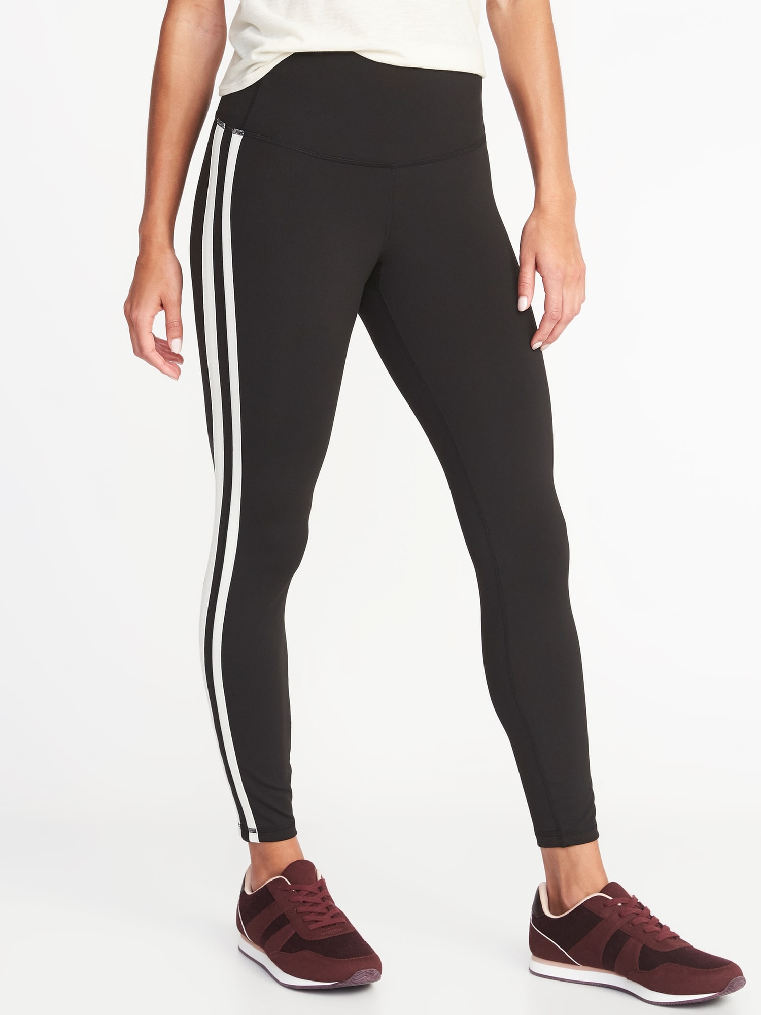 Adidas Women's 3 Stripe 7/8 Tights (Black/White, Size L)