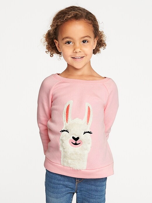 View large product image 1 of 4. Plush Critter-Graphic Tunic Sweatshirt for Toddler Girls