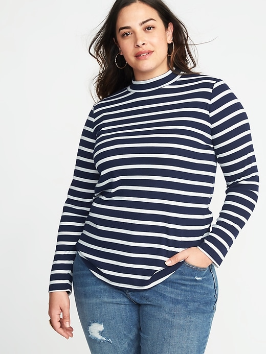 Image number 1 showing, Mock-Neck Plus-Size Rib-Knit Top