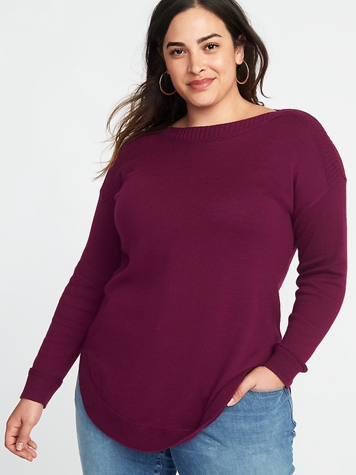 View large product image 1 of 1. Plus-Size Curved-Hem Sweater