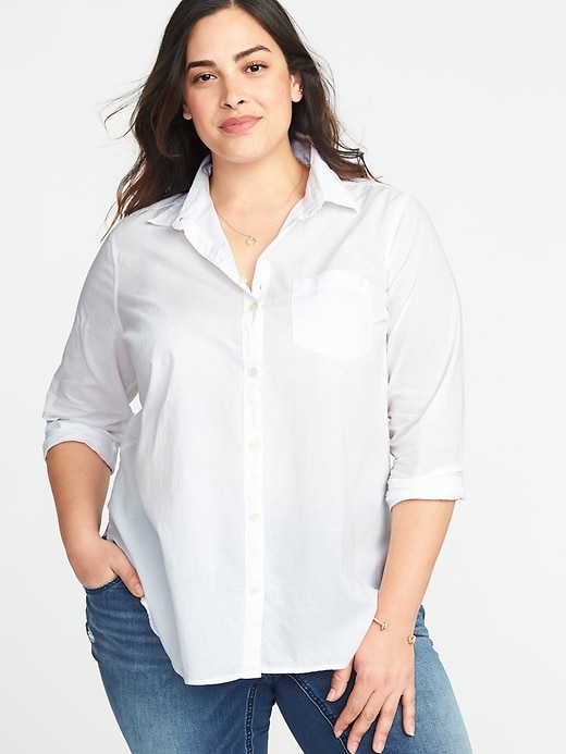 Image number 1 showing, Classic Plus-Size No-Peek Button-Front Shirt