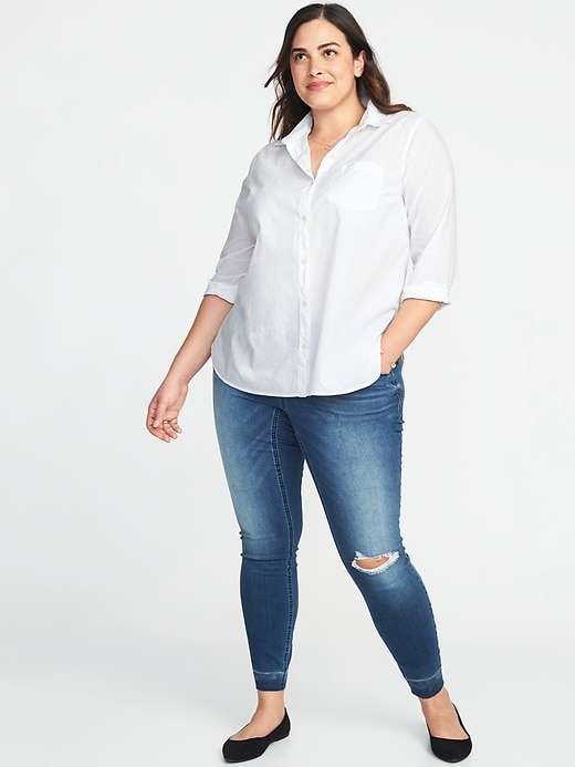 Image number 3 showing, Classic Plus-Size No-Peek Button-Front Shirt
