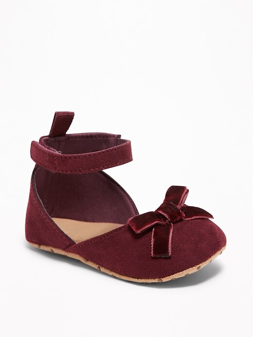 View large product image 1 of 4. Sueded Velvet Bow-Tie Flats for Baby