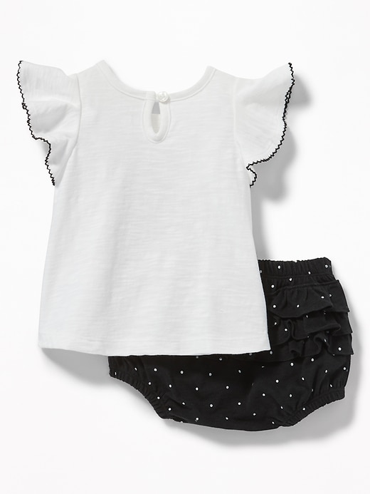 View large product image 2 of 2. Graphic Flutter-Sleeve Top & Patterned Bloomers Set For Baby