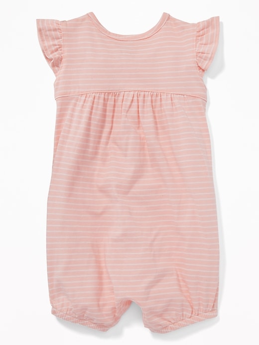 View large product image 2 of 2. Ruffle-Trim Snap-Front Romper For Baby