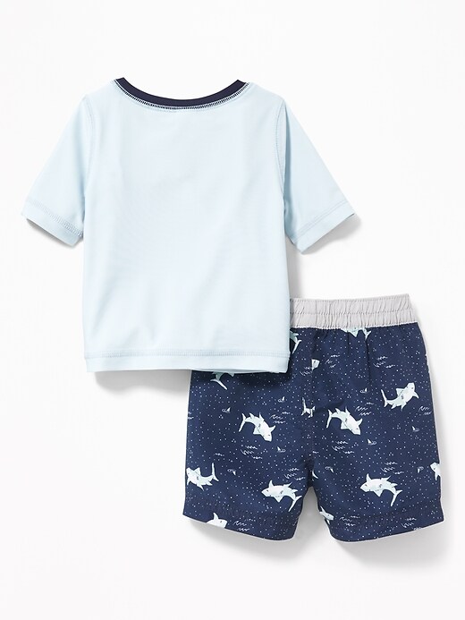 View large product image 2 of 2. Shark-Graphic Rashguard & Printed Trunks Set for Baby