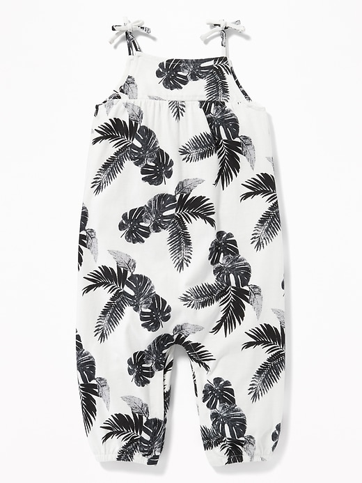 View large product image 1 of 2. Palm-Print Tie-Strap Jumpsuit for Baby
