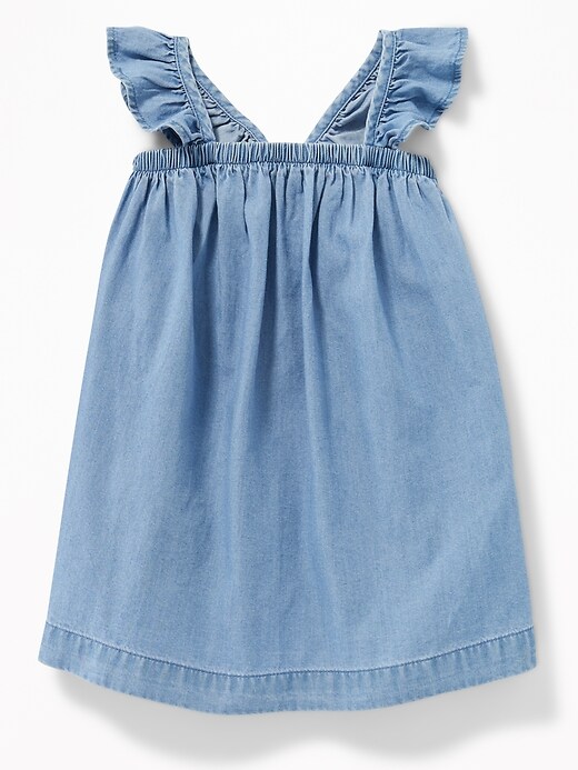 View large product image 1 of 2. Ruffled-Strap Chambray Swing Dress for Baby