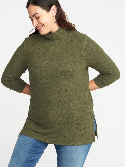 View large product image 1 of 1. Relaxed Plus-Size Plush-Knit Turtleneck
