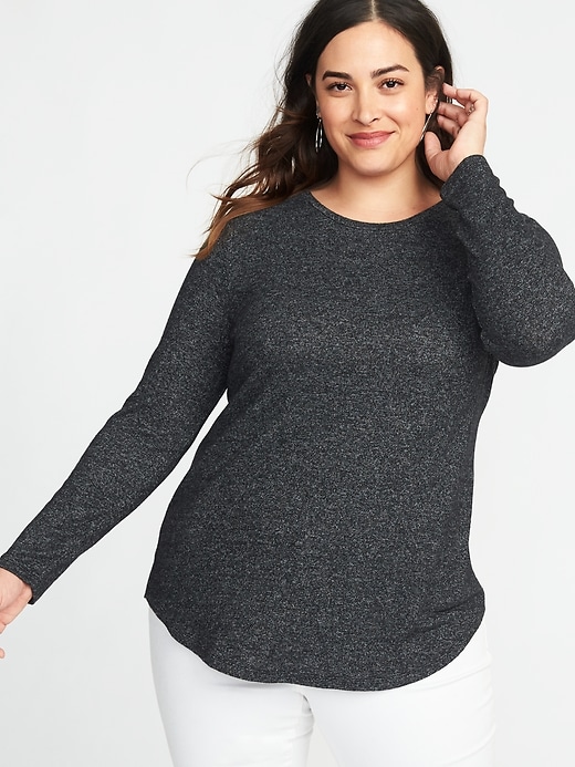 View large product image 1 of 1. Relaxed Plus-Size Plush-Knit Tunic