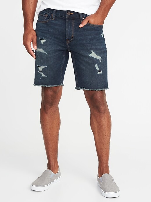 View large product image 1 of 1. Slim Built-In Flex Denim Cut-Off Shorts (9")
