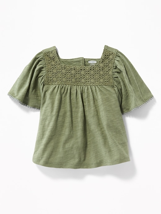 View large product image 1 of 1. Crochet-Trim Square-Neck Top for Toddler Girls