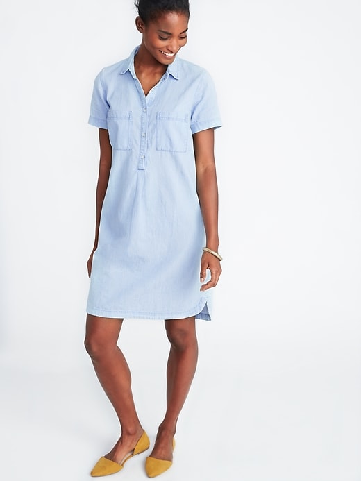View large product image 1 of 2. Chambray Shirt Dress for Women
