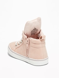 View large product image 3 of 4. Sueded Kitty High-Top Sneakers For Toddler Girls