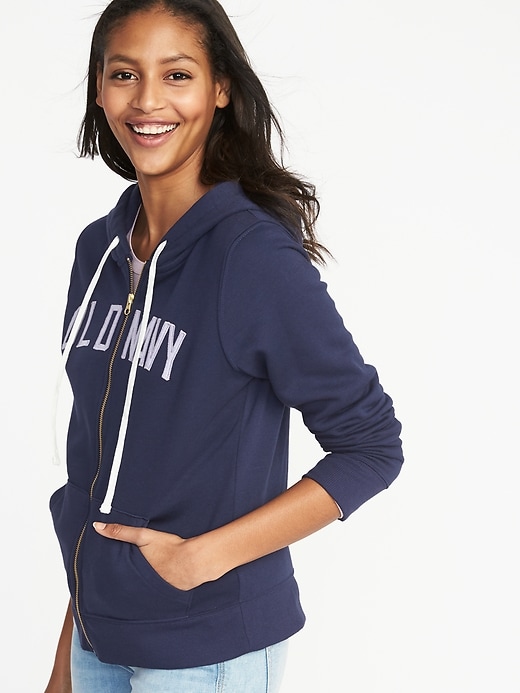 Relaxed Logo-Graphic Zip Hoodie for Women | Old Navy