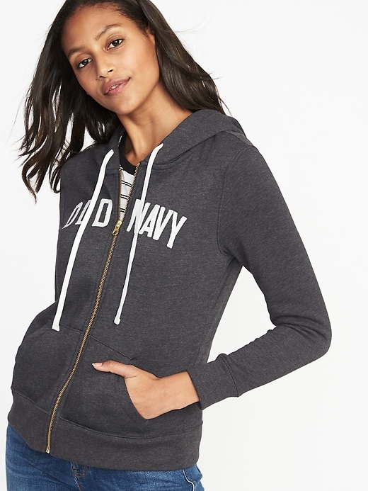 Relaxed Logo-Graphic Zip Hoodie for Women