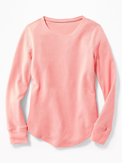 View large product image 1 of 1. Solid Thermal Crew-Neck Tee for Girls