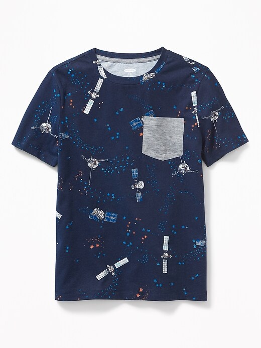 View large product image 1 of 1. Space-Print Pocket Tee for Boys