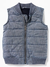 View large product image 4 of 4. Quilted Chambray Vest for Toddler Boys