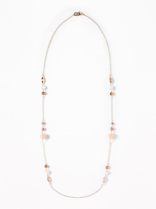View large product image 1 of 2. Blush-Beaded Station Necklace for Women