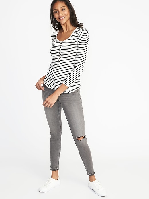 Image number 3 showing, Slim-Fit Rib-Knit Henley for Women