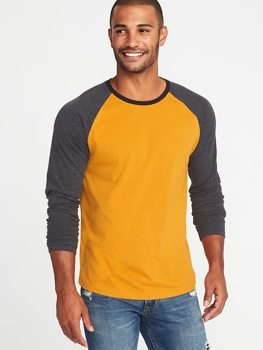 View large product image 1 of 1. Soft-Washed Color-Block Raglan Tee