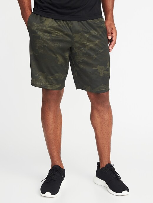 View large product image 1 of 1. Go-Dry Mesh Side-Stripe Shorts - 10-inch inseam