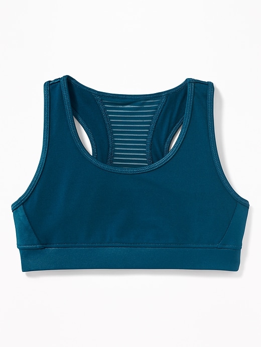 View large product image 1 of 1. Mesh-Trim Racerback Sports Bra for Girls
