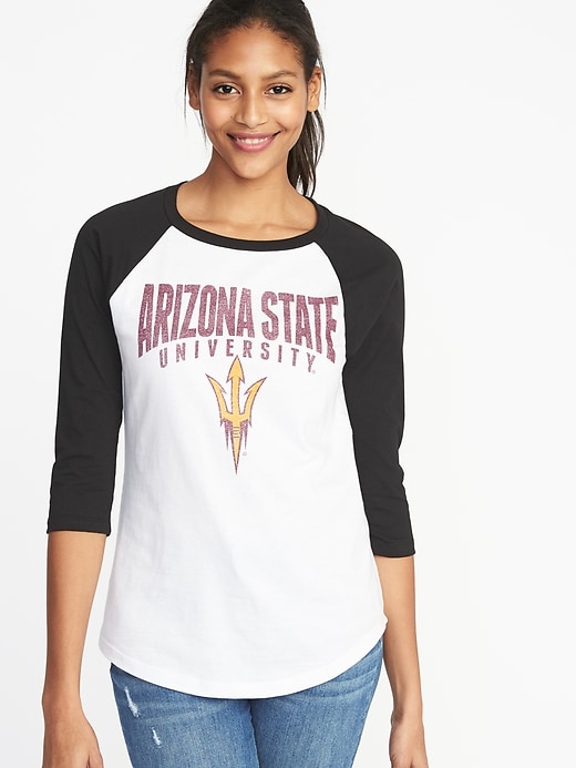 View large product image 1 of 1. College-Team 3/4-Length Raglan Tee for Women