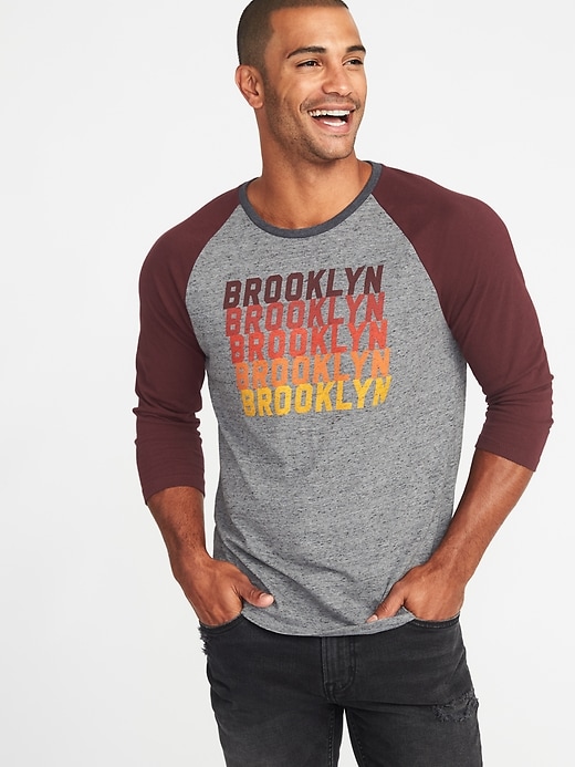 Image number 1 showing, "Brooklyn" Graphic 3/4-Sleeve Tee