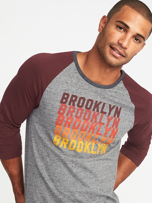 Image number 4 showing, "Brooklyn" Graphic 3/4-Sleeve Tee