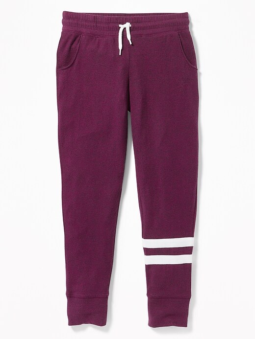 View large product image 1 of 1. Plush-Knit Pieced-Stripe Joggers for Girls
