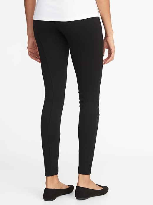 View large product image 2 of 2. High-Rise Stevie Ponte-Knit Sueded-Trim Zip-Panel Pants for Women