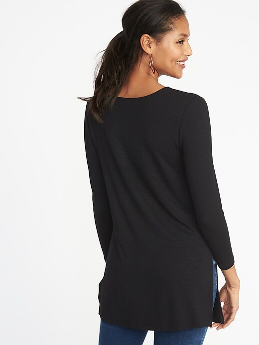 Image number 2 showing, Relaxed Lace-Up Luxe Tunic Top For Women