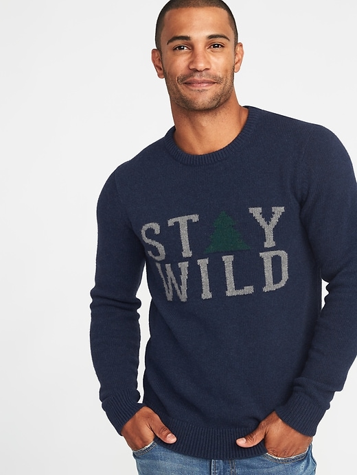 View large product image 1 of 1. Graphic Crew-Neck Sweater