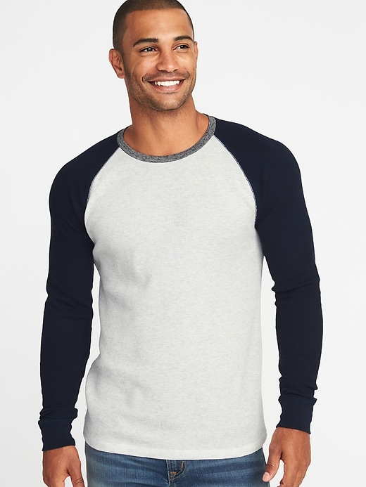 View large product image 1 of 1. Soft-Washed Thermal-Knit Raglan Tee