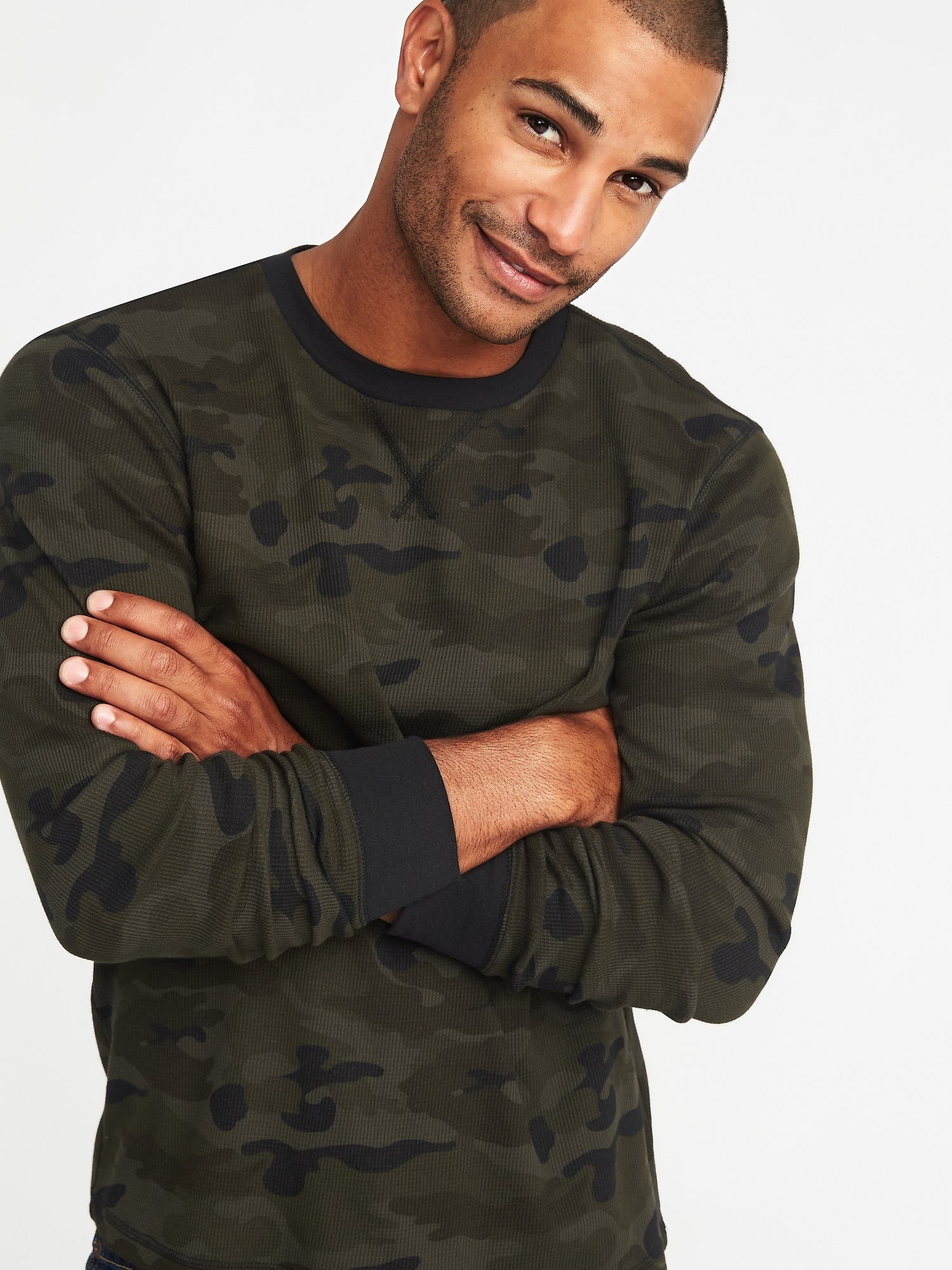 Camo Thermal-Knit Long-Sleeve Tee for Men