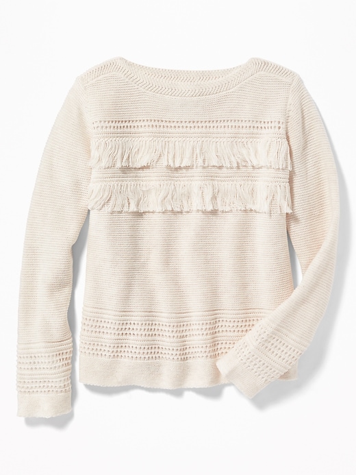 View large product image 1 of 1. Tiered-Fringe Sweater for Girls