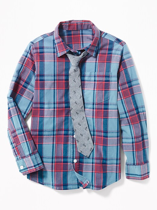 View large product image 1 of 1. Built-In Flex Shirt & Tie Set For Boys