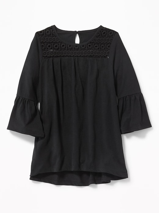 View large product image 1 of 1. Lace-Yoke A-Line Top for Girls
