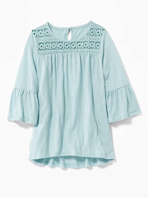 View large product image 1 of 1. Lace-Yoke A-Line Top for Girls
