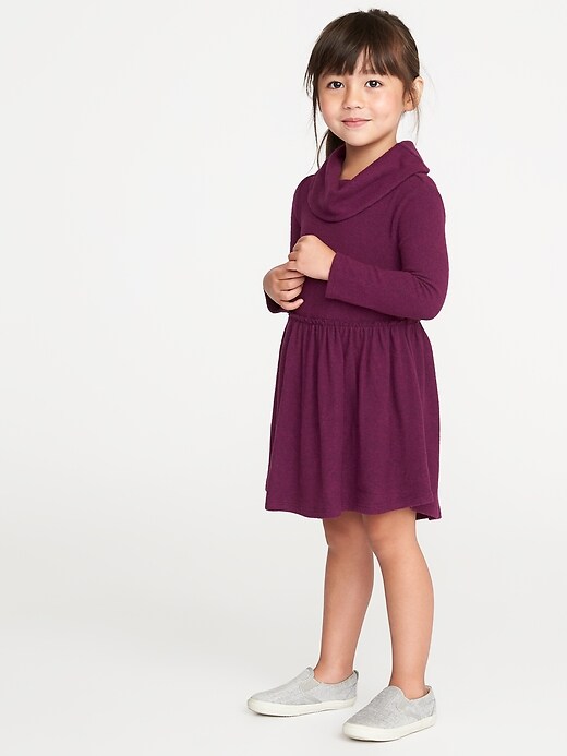 View large product image 1 of 1. Fit & Flare Plush-Knit Cowl-Neck Dress for Toddler Girls