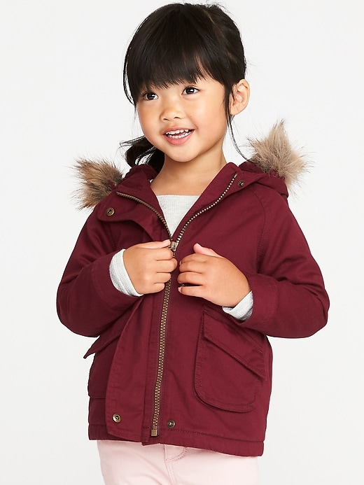 View large product image 1 of 1. Hooded Faux-Fur-Trim Field Jacket for Toddler Girls